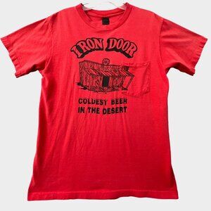 Vintage Iron Door Bar T Shirt Octillo Wells CA Mens Small Red Single Stitch